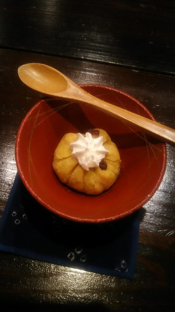 orange dessert red bowl spoon